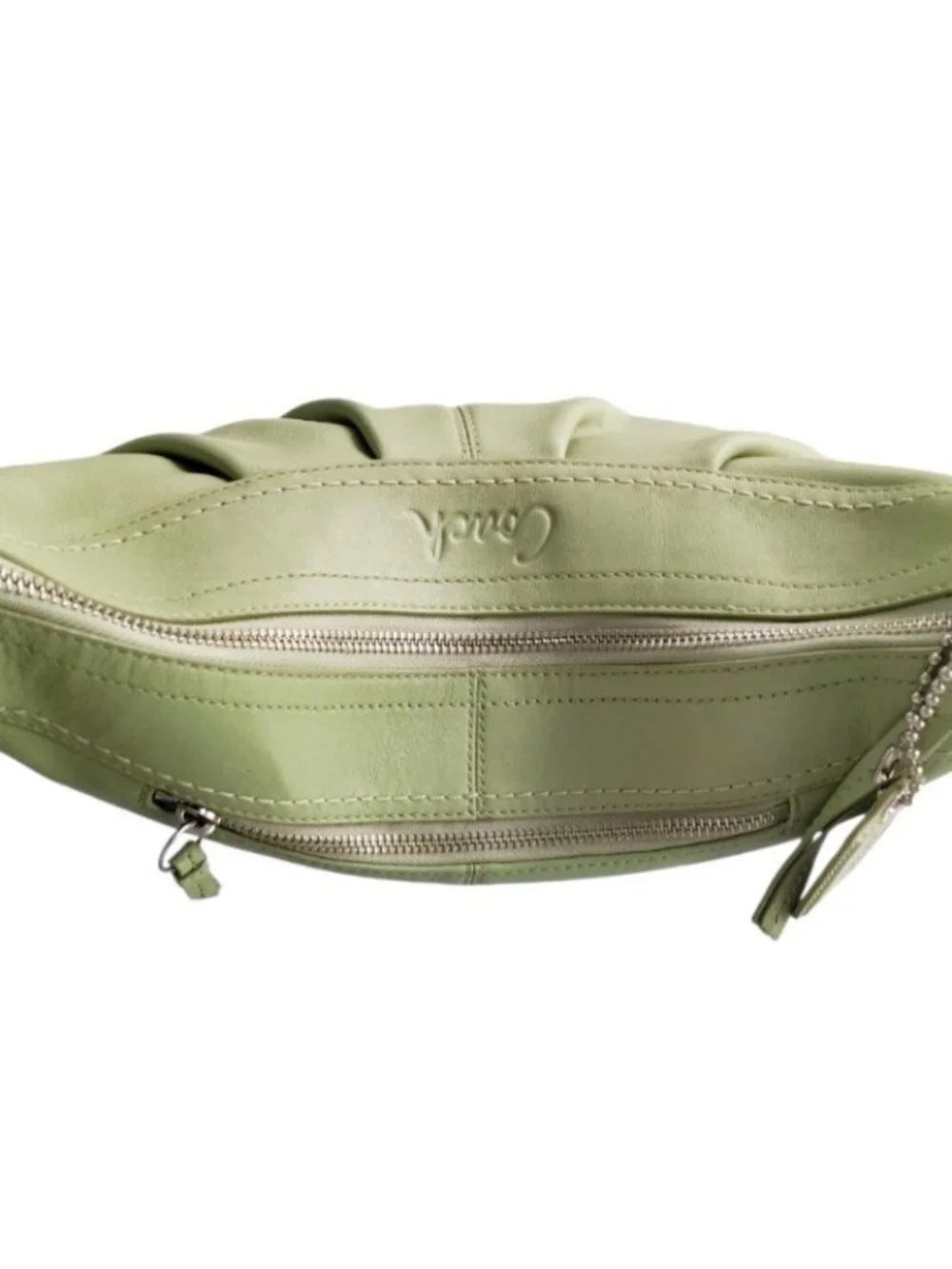 Vintage Y2K Coach Soho Pleated Leather Shoulder Bag Lime Green F13731 Hobo Purse - Picture 12 of 16